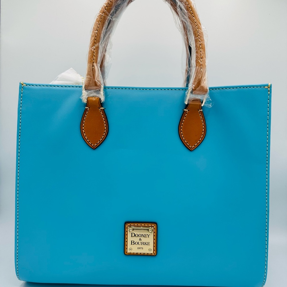 Dooney & Bourke Sky Blue & Tan Tote - New, includes dust bag and shoulder strap
